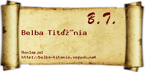 Belba Titánia névjegykártya